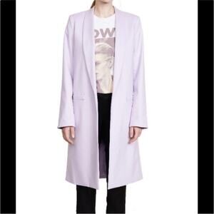Alice + Olivia Kylie Lavender Shawl Collar Longer Length Open Front Jacket S